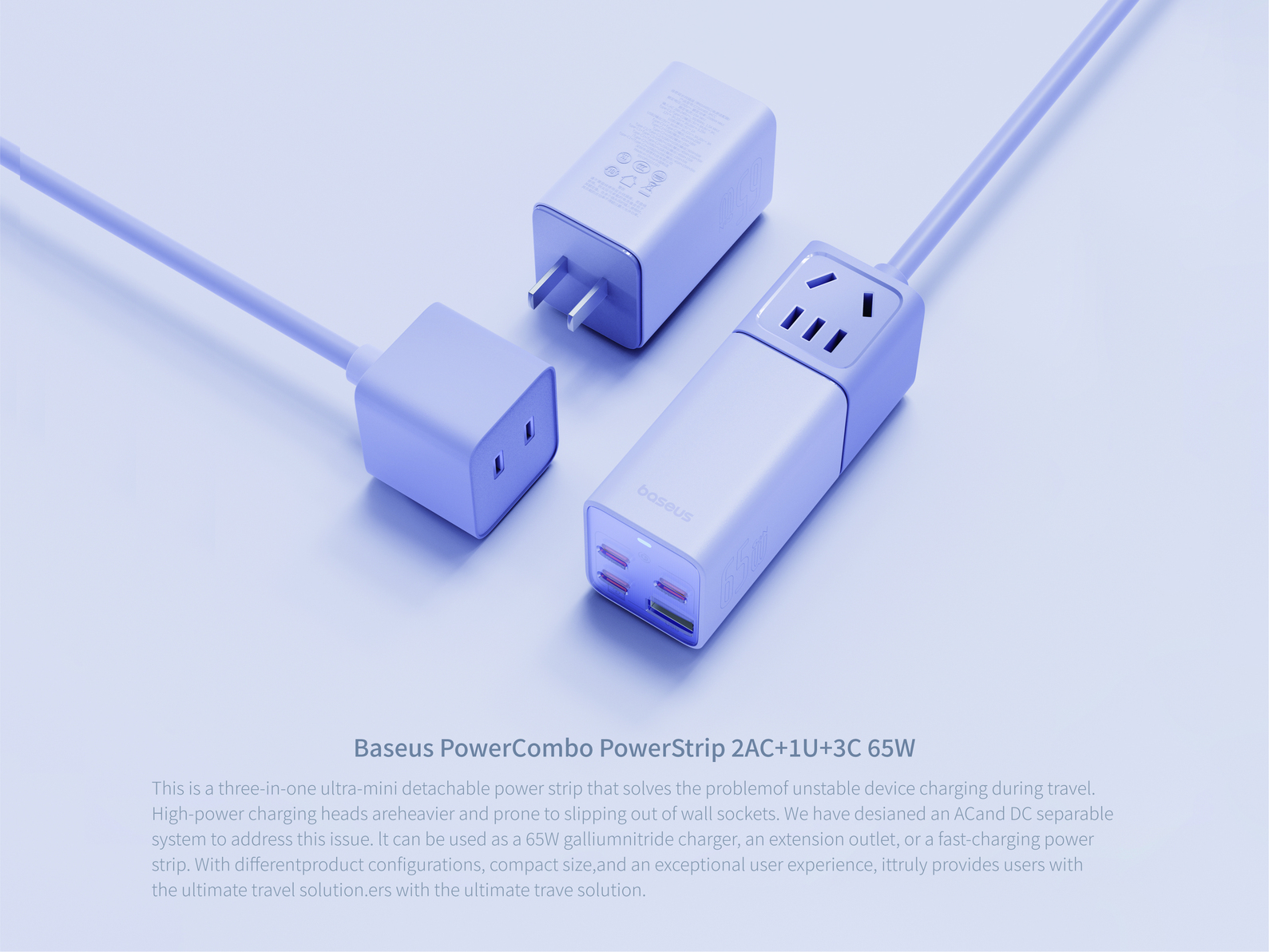 Baseus PowerCombo PowerStrip 2AC+1U+3C 65W-1